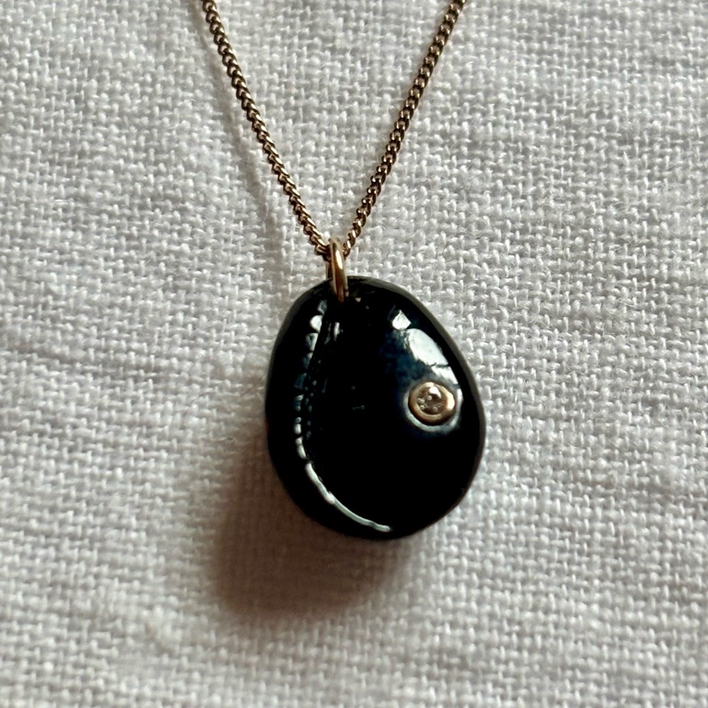 SALE‼️ 
Pascale Monvoisin Cauri shell Onyx and Diamond Necklace